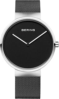 Bering Unisex Quarz Uhr | Armbanduhr 39 mm Edelstahlgehäuse und Zifferblatt | Milanaisearmband | Saphierglas | 5 ATM | 14539