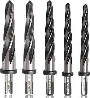 5-Piece 3/8", 1/2", 5/8", 3/4", 1" Reamer Drill Bit for Metal, M2 HSS Taper Reamer for Steel, Alloy, Wood, Plastic to Align, Enlarge Holes – 5-Spiral Flutes, 1/2" Non-Slip Shank, Construction Reamer.