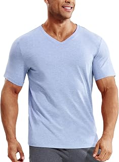 MIER Men's Short Sleeve V-Neck T-Shirt Dry Fit Soft Moisture Wicking Running Athletic Gym Casual Tops for Men