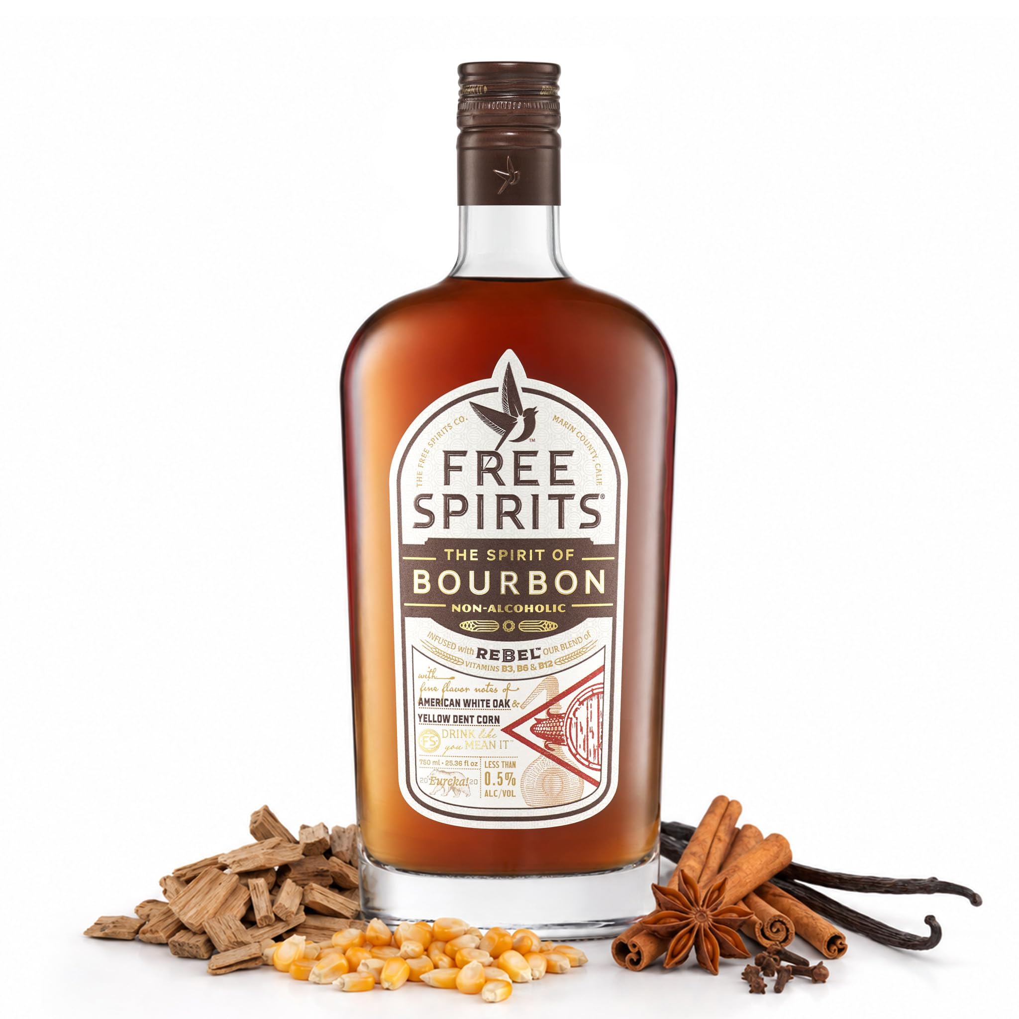 Free Spirits Zero Proof Bourbon Alternative, Whiskey Style Spirit, 750 mL | Awar