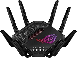 ASUS ROG Rapture GT-BE98 Pro WiFi 7 Gaming Router - Quad-Band, 30Gbps, Mesh | Coverage up to 3,500 Sq. Ft., 10G Port x2, 2.5G Port x4. Game Boost for Low Latency Gaming & Streaming. VPN support