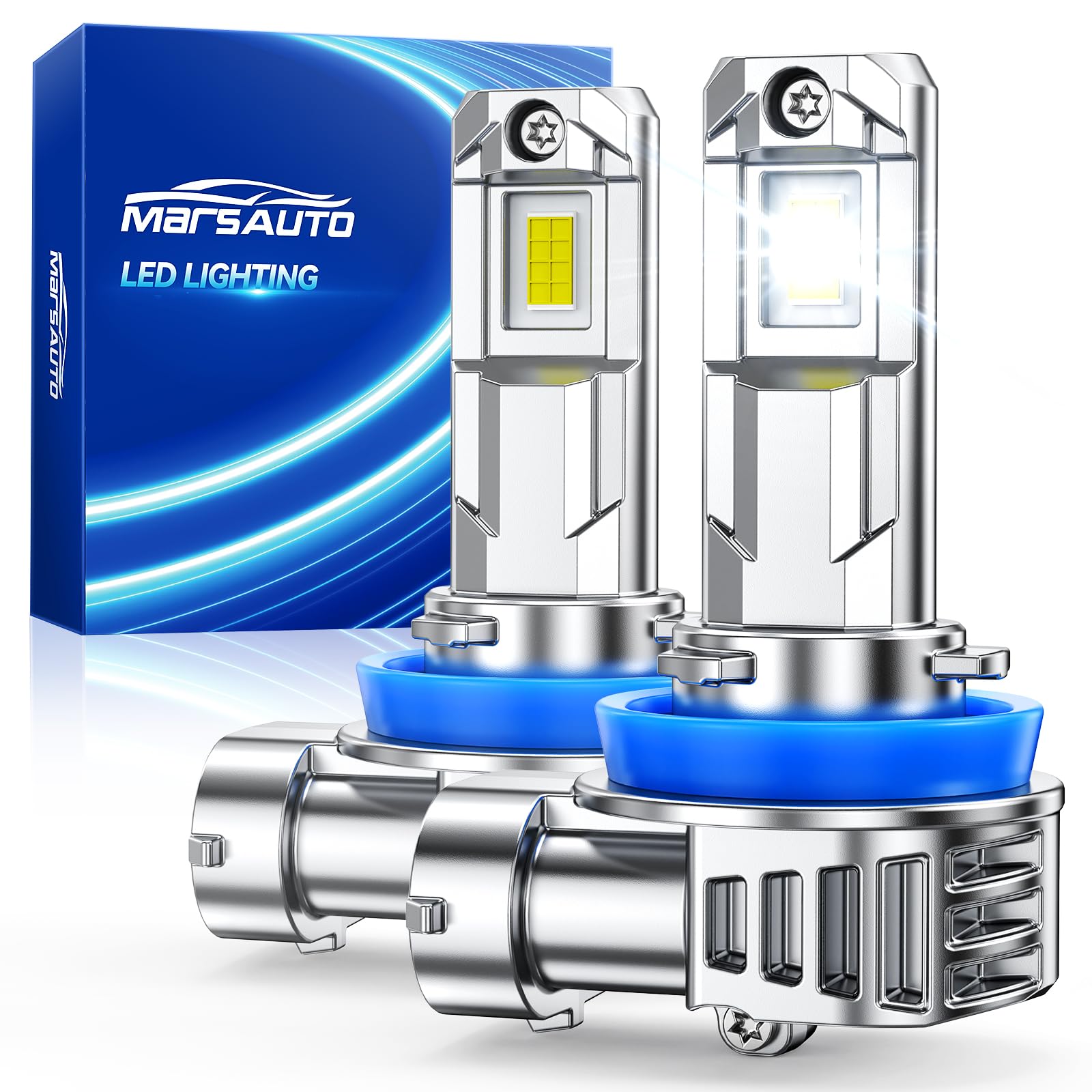 Marsauto H11 Light Bulbs, 40000LM M1L H11 LED Bulb, 80000H+ Lifespan H9 H8 Drvin