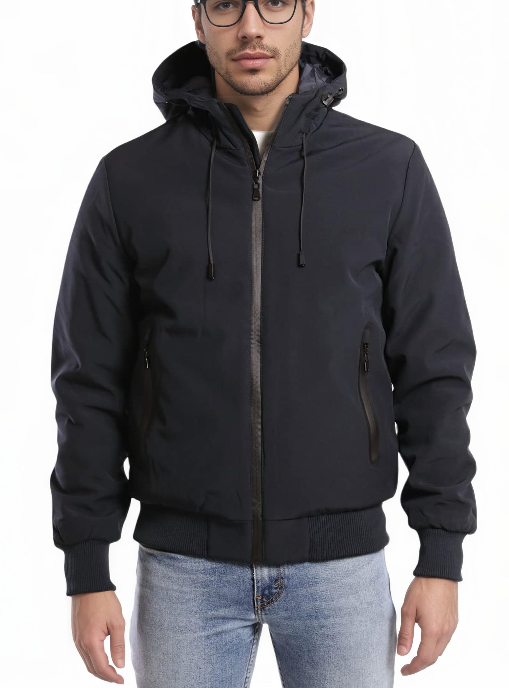TONY BACKER Men's Winter Softshell Waterproof Windproof Jacket with Hood, Warm J