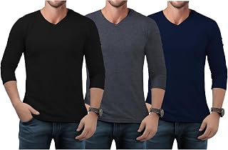 Men's V Neck T Shirt, Lightweight and Soft Pullover T-Shirt with Long Sleeves, Perfect for Daily Wear or Casual Events