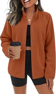 Zeagoo Chaquetas de forro polar para mujer, ropa de otoño, abrigo de invierno con botones y bolsillos