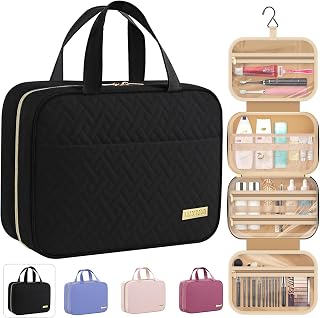 HOTOR Hanging Travel Toiletry Bag Women Men Essentials Black | Big Compartment, Waterproof Travel Accessories, Makeup Organizer Cosmetic Bag for Cruise, Gift, Road Trip, Vacation, Medium