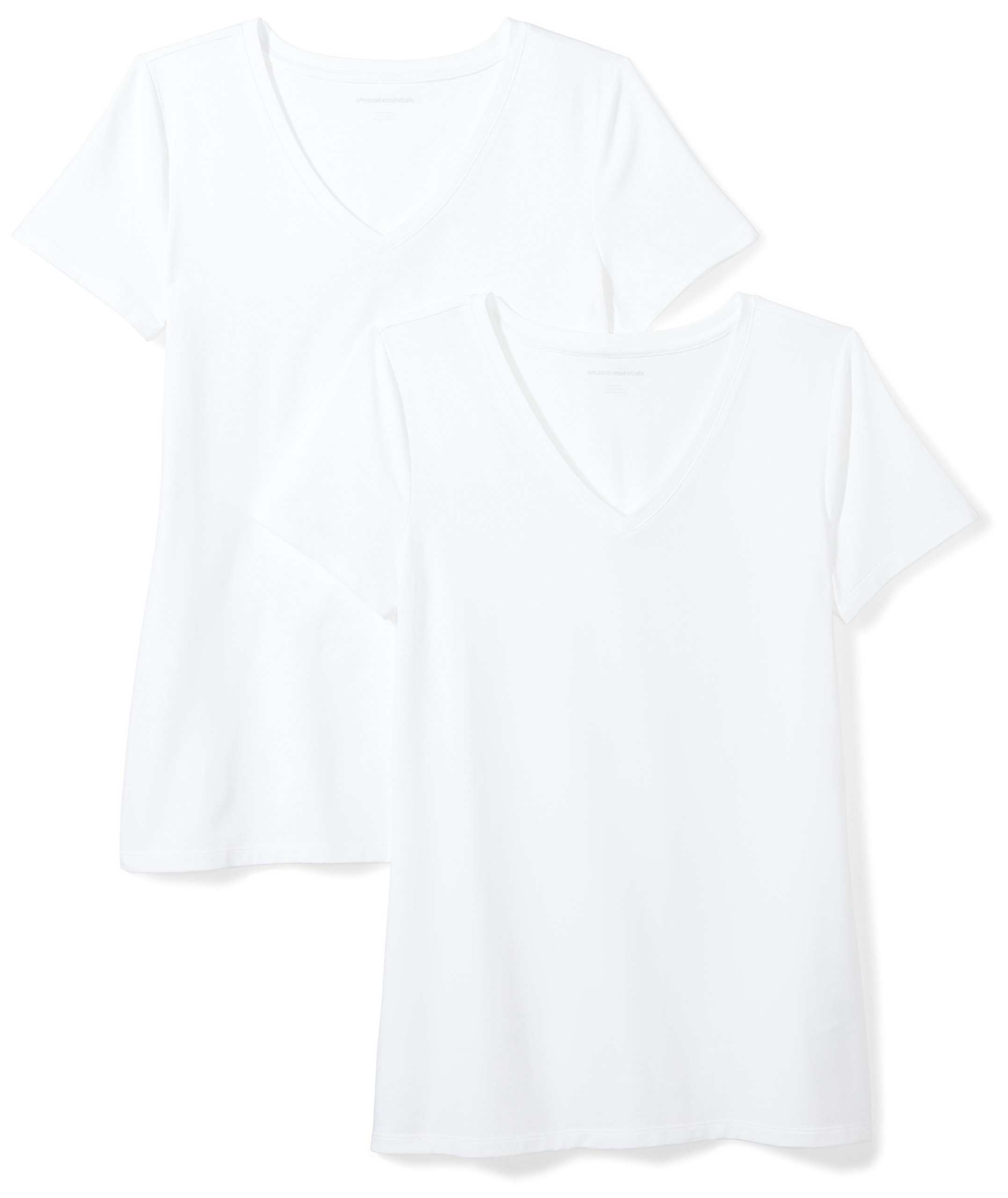 Amazon Essentials Women's Regular-Fit Short-Sleeve V-Neck T-Shirt, Pack of 2