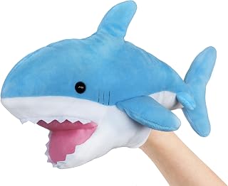 ICE KING BEAR Cute Blue Plush Shark Hand Puppet Stuffed Toy 14 Inches