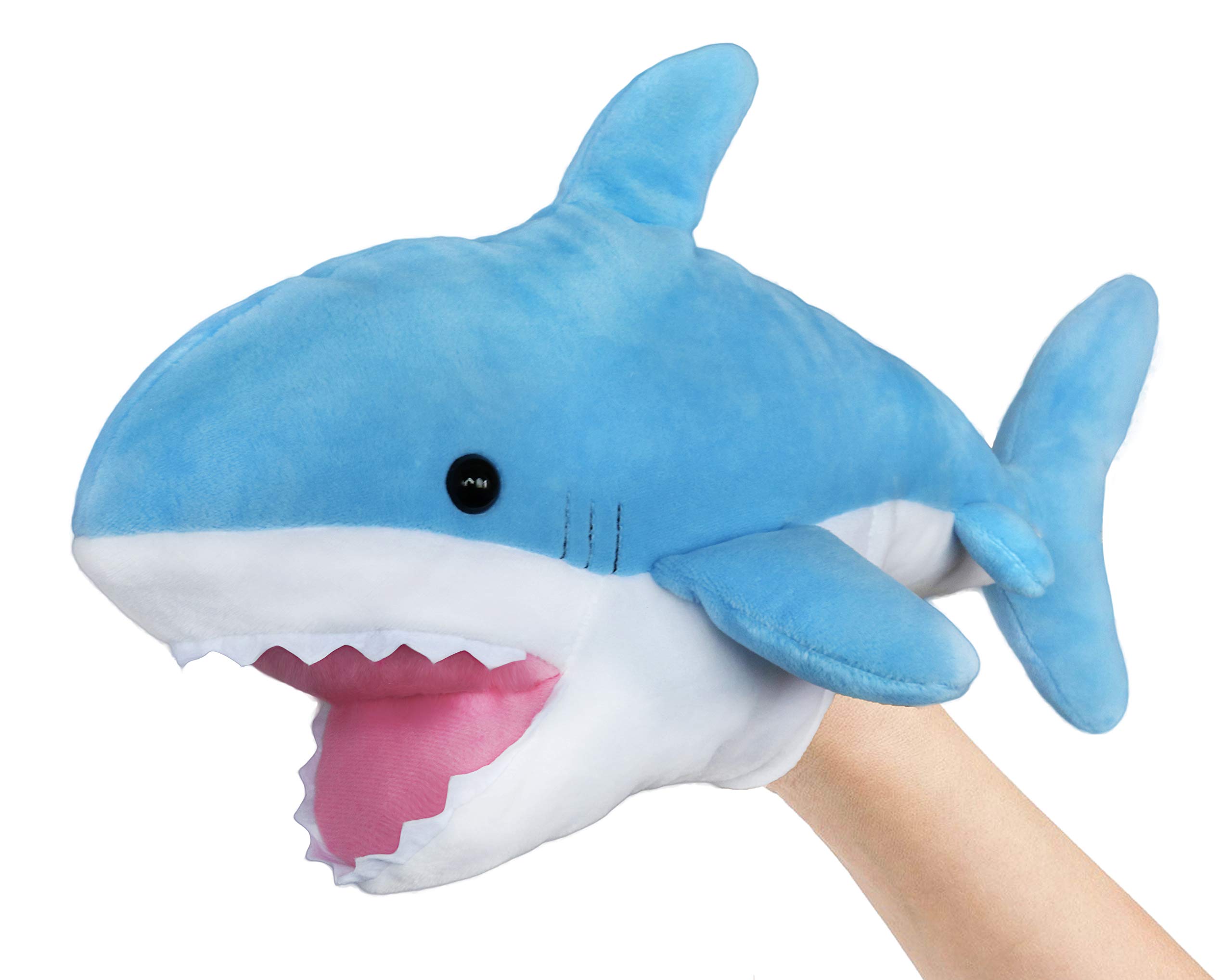 ICE KING BEAR Cute Blue Plush Shark Hand Puppet Stuffed Toy 14 Inches