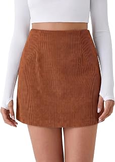 Cicy Bell Womens Corduroy Mini Skirt Casual A-line Skirts with Shorts