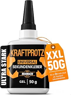 Super Glue Universal Gel 50 g – All Purpose Adhesive CA Glue | Drip-free, gap-filling, transparent, waterproof, heat-resistant, anti-drying tip, wood, metal, plastic, glass
