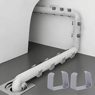 12 x Creative Pipe Clamp Hook Rack Self Adhesive Washing Machine Drain Pipe Holder Household Water Pipe Fixing Buckle Pipe Clamp (Gray, 3.9x3.4x2cm)
