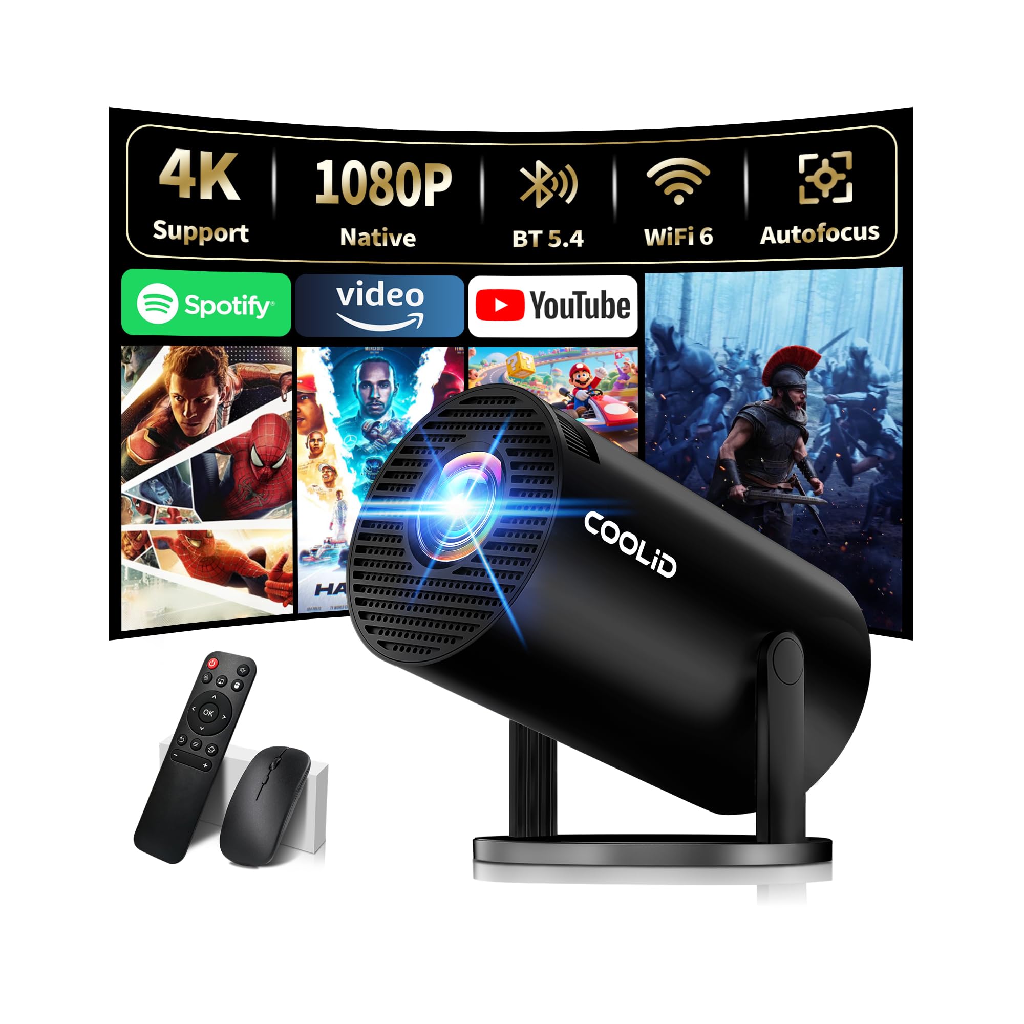 [Built-in Apps & 2026 Upgraded] Mini Projector Support 4K 1080P Auto Keystone 18
