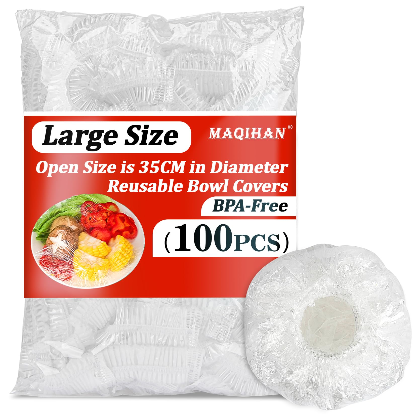 MAQIHAN 100 Bowl Covers Bread Proofing - Extra Large Plastic Wrap for Food | Str
