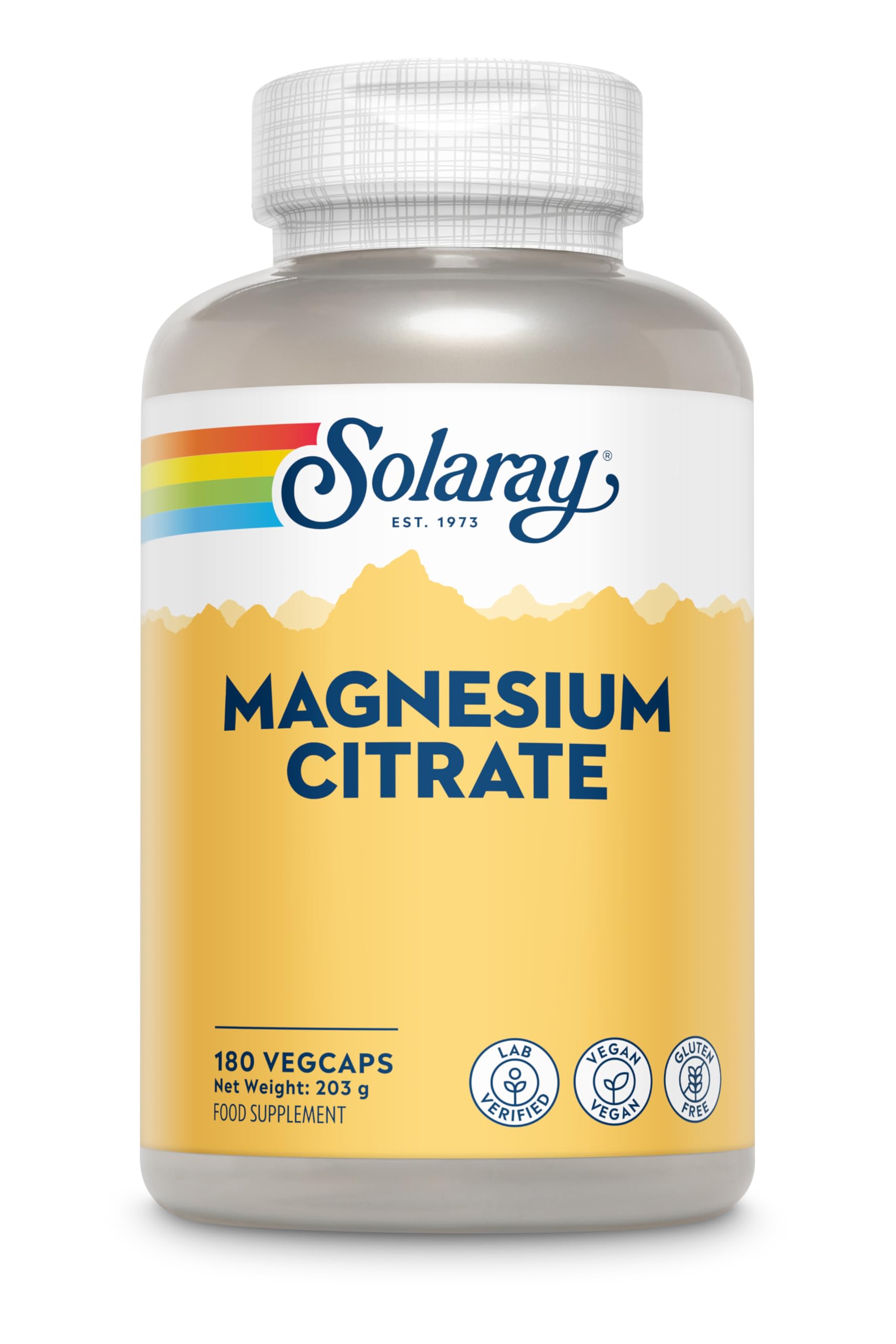 Solaray Magnesium Citrate 400mg, 180 Vegan Capsules, Chelated