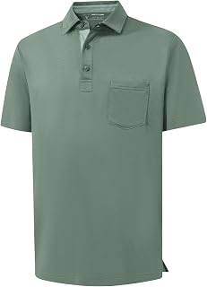 M MAELREG Golf Shirts for Men Dry Fit Performance Lightweight Heather Contrast Collar Mens Polo Shirts Short and Long Sleeve