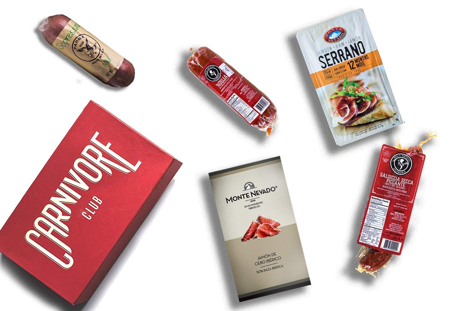 Carnivore Club Gift Box (Gourmet Food Gift) 4 to 6 Cured Meats Sampler Food Bask