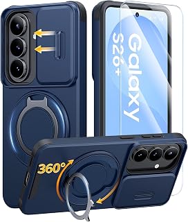 JAME for Samsung Galaxy S26+ Plus Case with Ring Stand & Slide Camera Cover