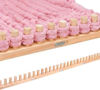 Helihuo 65”Wooden Loom for Chunky Blanket, Long Installation Free and Adjustable Foldable Portable Extra Loom, Beginner-Chunky Knitting for Beginners and Home Decoration (65”)