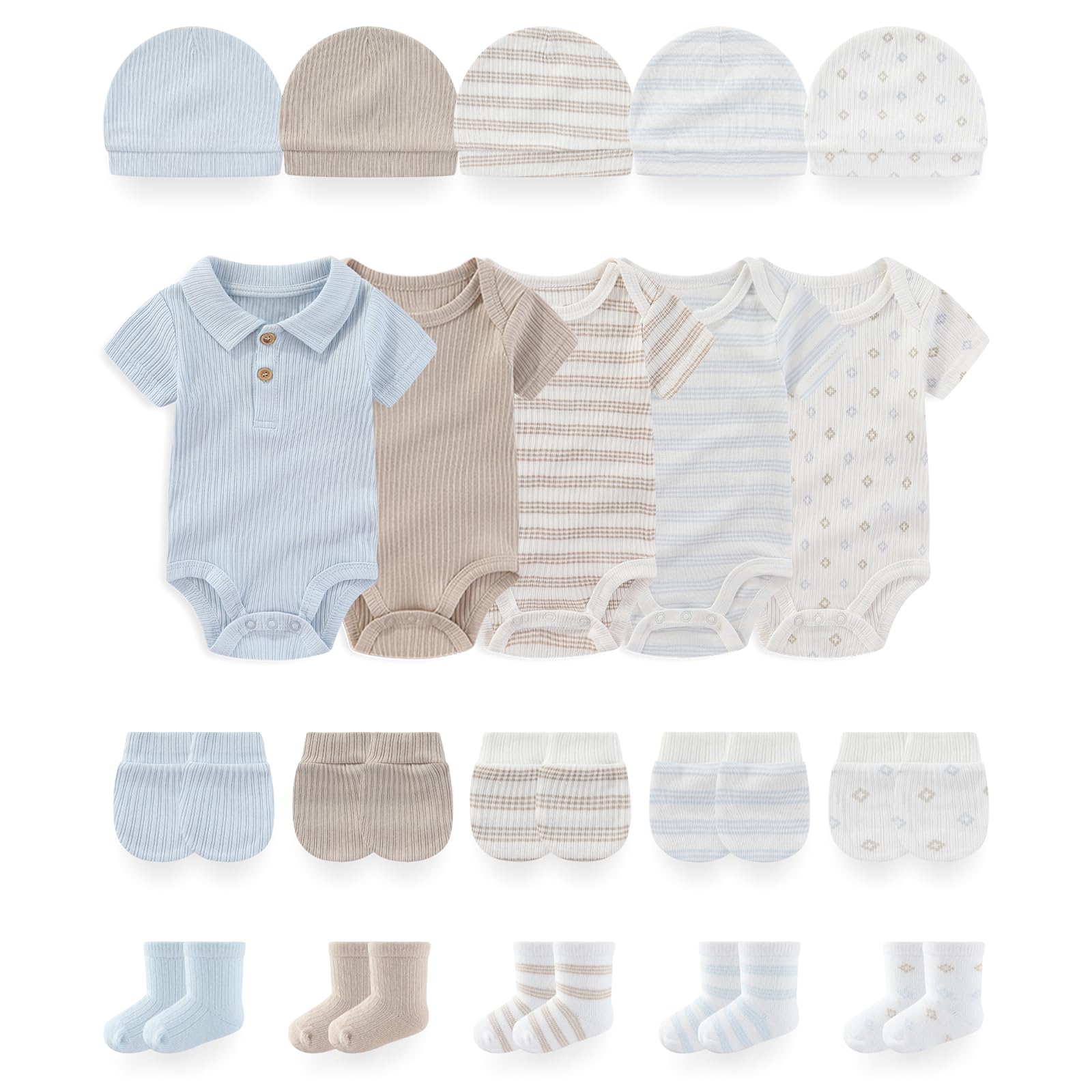 Baby Short Sleeve Bodysuits and Accessories Set Cotton Baby Clothes