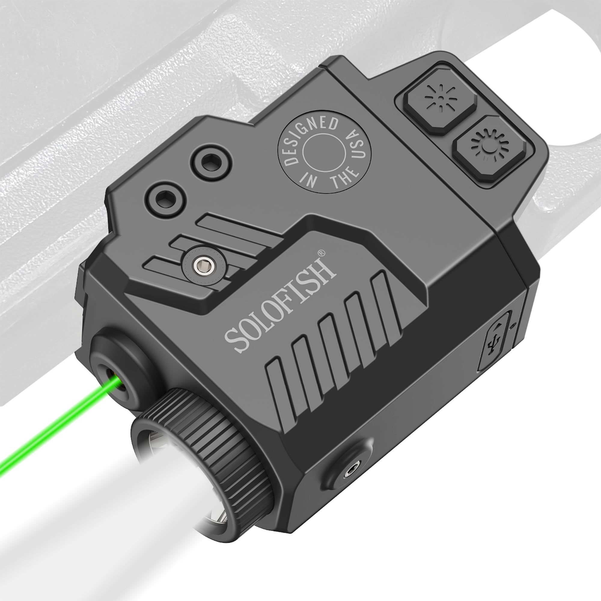 Solofish 800 Lumens Pistol Light Laser Combo | Strobe Function for Green Laser a