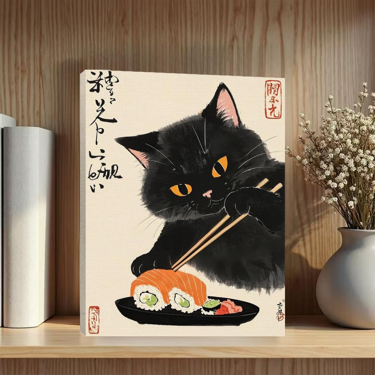 Vintage Cat Canvas Wall Art Aesthetic Frame Paintings Cat Nature Scene Cat Wall 