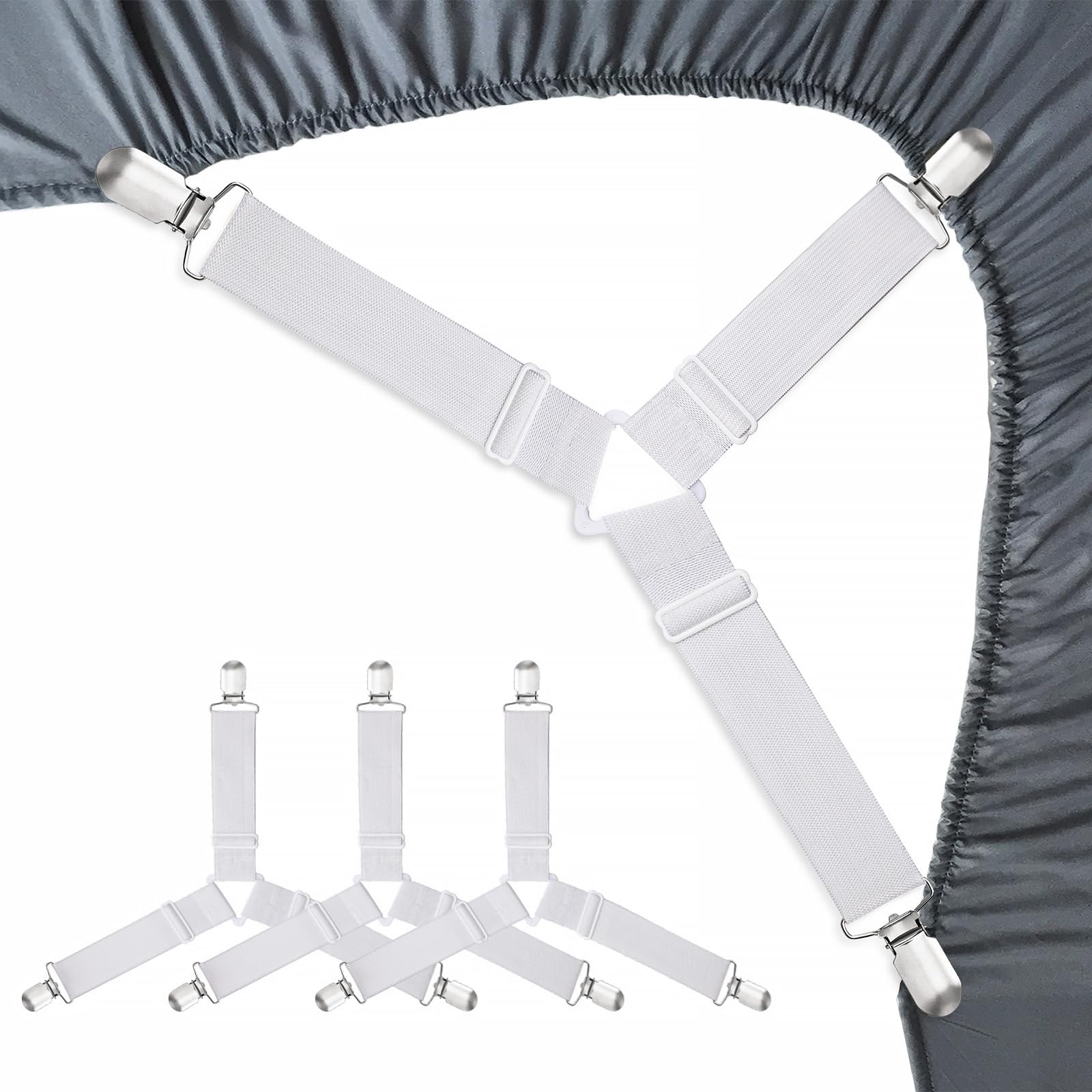 RayTour Bed Sheet Holder Straps, 4 Pack Adjustable Fitted Sheet Keepers | Four a