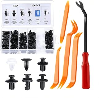 100 Pcs Bumper Clips Car Clips Plastic Rivets of 6 Most Popular Sizes and 5 Fastener Removers Fasteners Push Retainer Kit Auto Push Pin Rivets Set