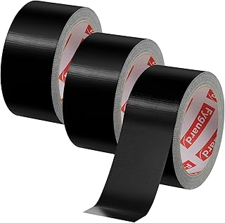 Black Duct Tape, 48mm x 54m (Pack of 3) Gaffer Tape Heavy Duty 8.5Mil | Hand Tearable, 18m per Roll, PVC-Coated, Waterproof, Oil-Resistant, Indoor & Outdoor Repair, Bundling And Sealing