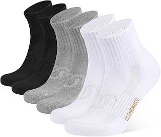 CLOSEMATE 3 Pairs Men's and Women's Sports Socks 6-8 10-11 Cotton Low Breathable Cushioning Ankle Arch Support