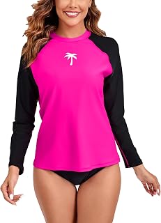 Halcurt Women's Long Sleeve Rash Guard Swim Shirt UPF50+ Sun Protection Swimsuit Top