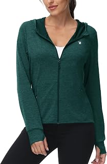 TBMPOY Womens UPF 50+ Hooded Jacket Lightweight Long Sleeve Hiking Outdoor Full Zip