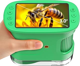 1600X Portable Handheld Kids Microscope,3.0" HD Screen 4K Image,STEM Toys | Mini Digital Educational Science Kit,Birthday Gift for Boys & Girls Ages 5-6 7-8 9-10 Years Old (green)