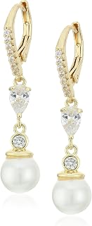 Anne Klein Women's Drop Pearl Earrings, Classic Statement Fashion Jewelry with Pearl Accents for Everyday and Dress Wear