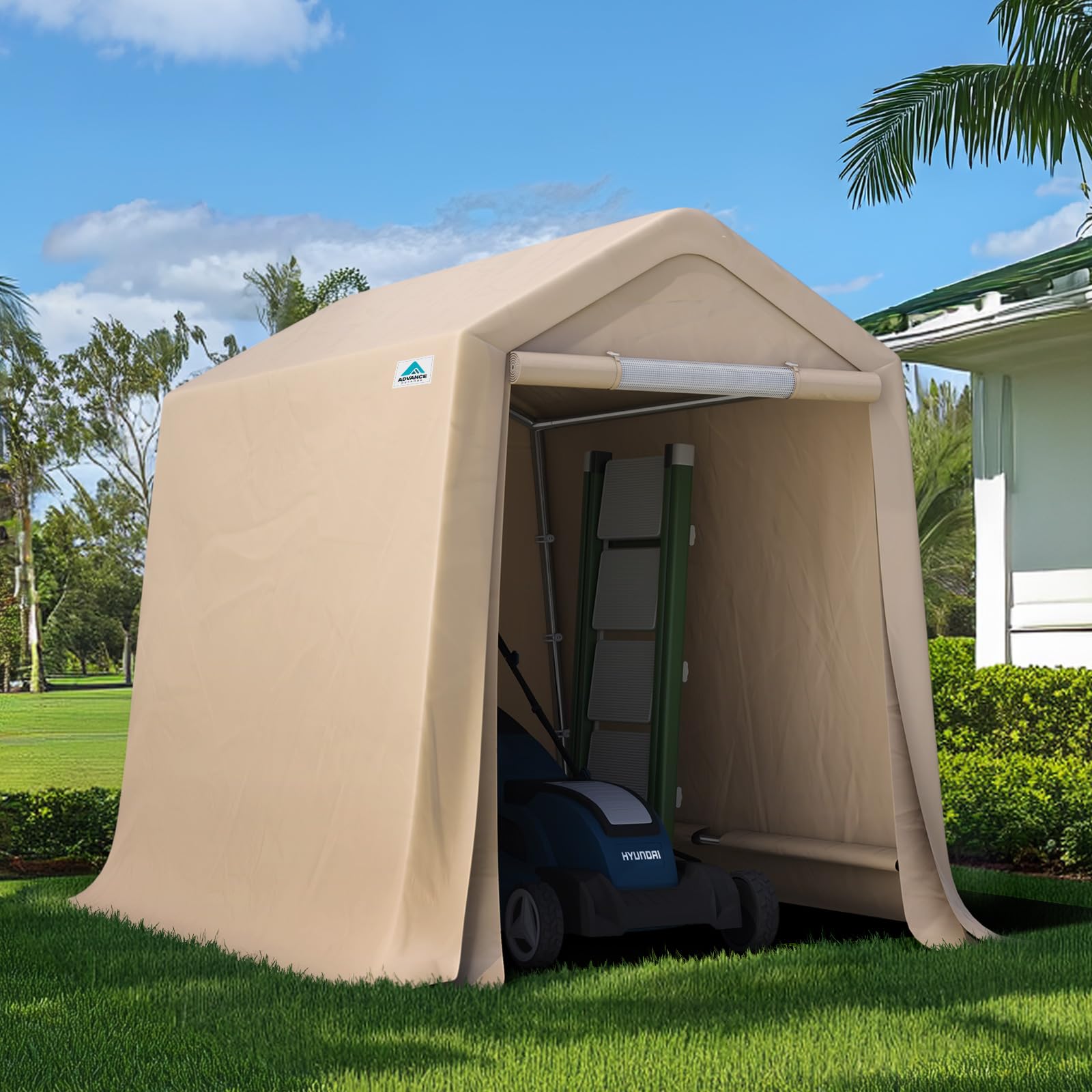 ADVANCE OUTDOOR 6x8 ft Outdoor Portable Storage Shelter Shed with 2 Roll up Zipp