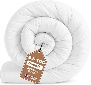 Double Duvet 2.5 Tog | Cool Summer Quilt for Hot Nights Duvet Double | Made in UK Quilt | Anti-Allergy, Breathable & Hollowfibre Filling Duvets (Double Size 200x200 cm)