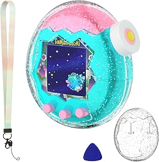 Case for Tamagotchi Paradise，Transparent Hard PC Protective Cover Compatible with Tamagotchi Paradise,Scratch-Proof & Shockproof,with Lanyard (Glitter Powder)
