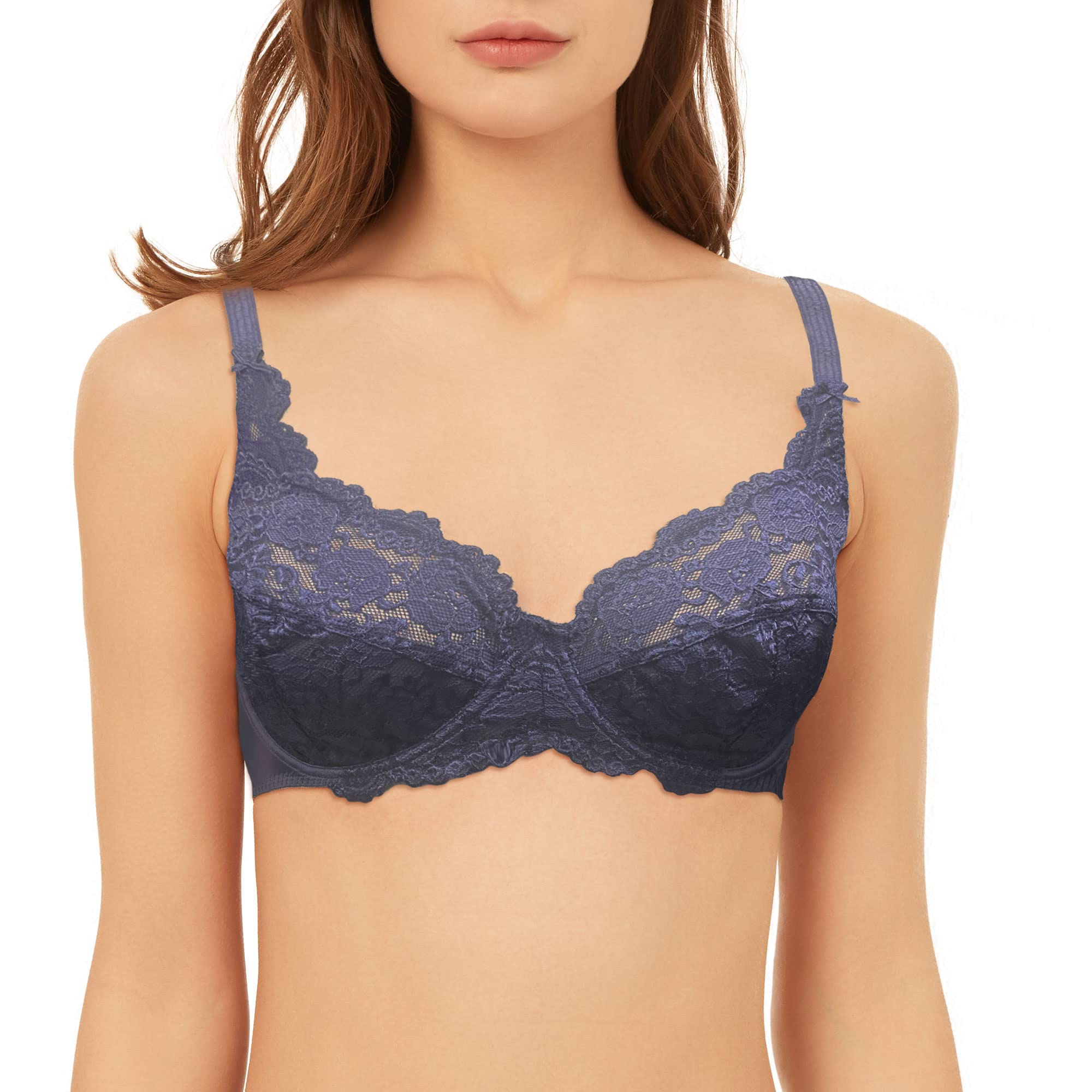 Vanever Women's Bra with Underwire Full Cup Lace Push Up Balconette Soft Cup Smo