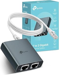 TP-Link EH210 Ethernet Splitter, 1 to 2 Gigabit Network Switch | 1000Mbps High-Speed Ethernet Switch, Aluminum Alloy, Compact Design, Plug & Play, Ideal for Router, Laptop/PC, TV, Xbox