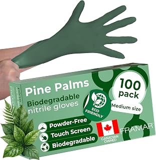 FRAMAR Green Nitrile Disposable Gloves, Medium Cleaning Gloves, 100 | Kitchen, Cooking and Mechanics Gloves Too, Rubber Disposable Gloves for Salon, Powder Free, Gant Latex