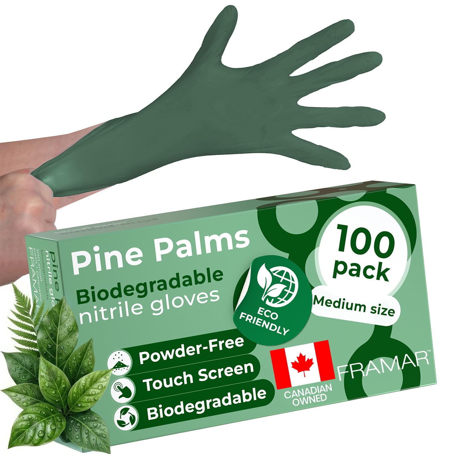FRAMAR Green Nitrile Disposable Gloves, Medium Cleaning Gloves, 100 | Kitchen, C