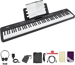 88 Key Digital Piano Keyboard, with 900 Tones, 700 Rhythms, MIDI USB, Sustain Pedal & Power Adapter, 88 Keys Piano Keyboard for Practice, Performance and Home Use