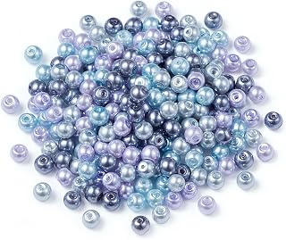 200pcs Mixed 6mm Dyed Round Glass Pearl Beads Mini Flat Loose Spacer Beads for Wedding Decoration for DIY Crafts Earrings