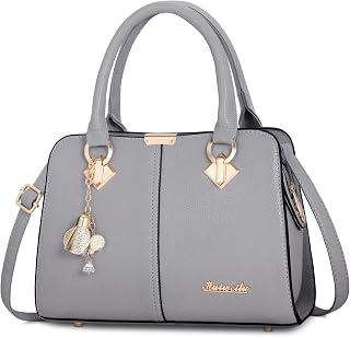 Handbags for Women Elegant Pendant Ladies Shoulder Bags Top Handle Crossbody Bag PU Leather for Shopping Work Dating Grey