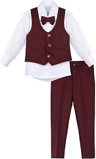 Lilax Boys Formal Suit 4 Piece Vest, Pants and Tie Dresswear Suit Set