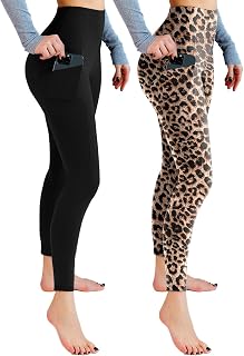 Leafigure 2-Pack High Waist Gym Leggings with Pockets for Women
