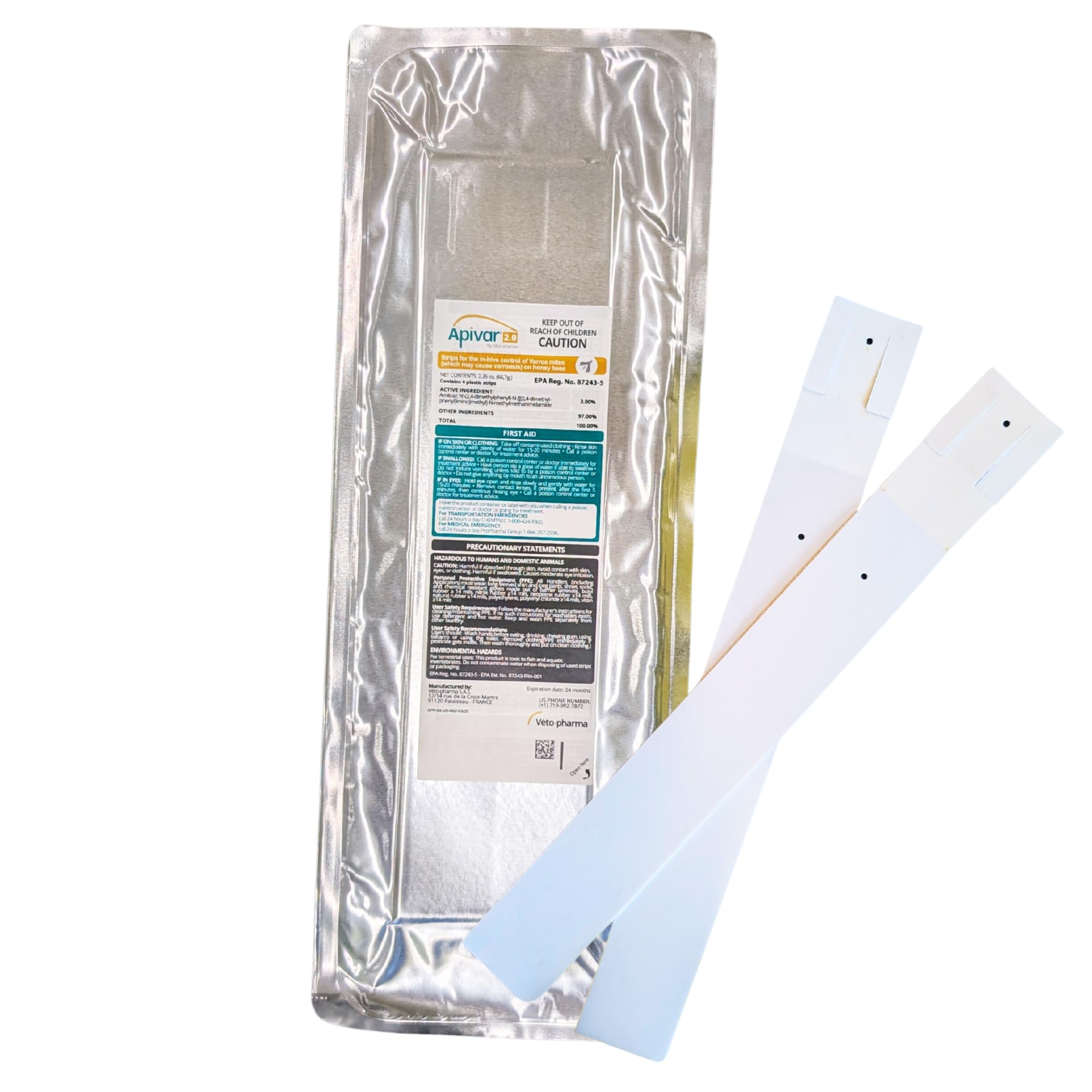 Apivar® 2.0 Amitraz Strips for Varroa Mite Control - 4 Strips | Controlled-relea