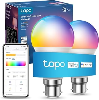 Tapo L530B(2-Pack) B22 Smart Bulb Multicolour Dimmable LED Light Bulb | 806 Lumens 60W Equivalent, 16M Colours, 2500-6500K, Schedule & Timer, Works with Alexa & Google, No Hub Required