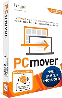 Laplink PCmover Professional 11 - Migration of your Applications, Files and Settings from an Old PC to a New PC - Data Transfer Software - Optional Super Speed USB 3.0 Transfer Cable - 1 License