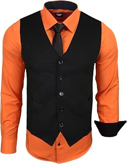Subliminal Mode RN33 Men's Long Sleeve Shirt + Vest + Tie | Classic Fit | Comfortable and Easy to Wash | Ideal for Office and Casual Outings